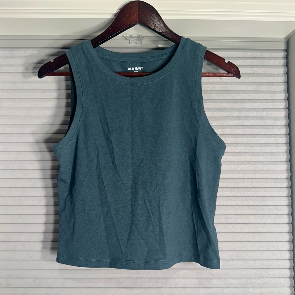 Dark teal sleeveless cropped tee G-17